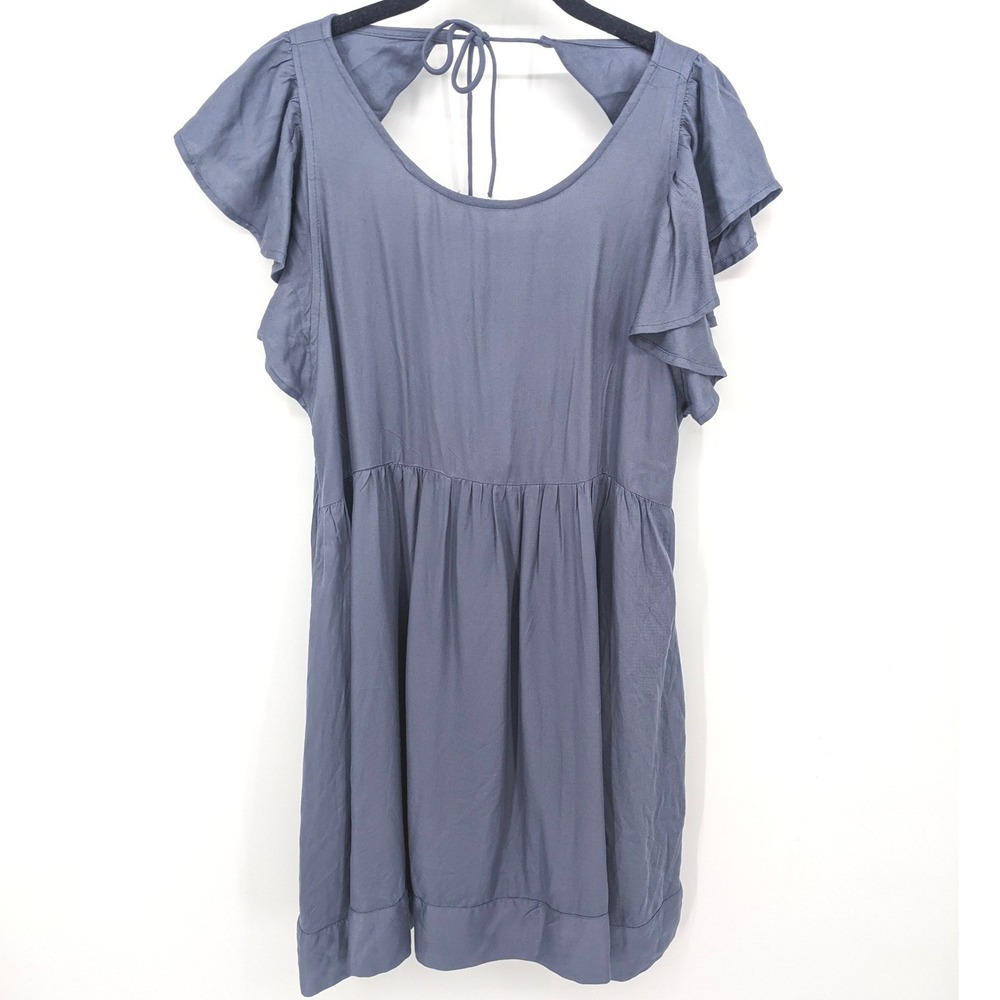Beyond Words Dress Mini Flutter Sleeve Womens Medium‎ Blue Rayon Cottagecore NWT